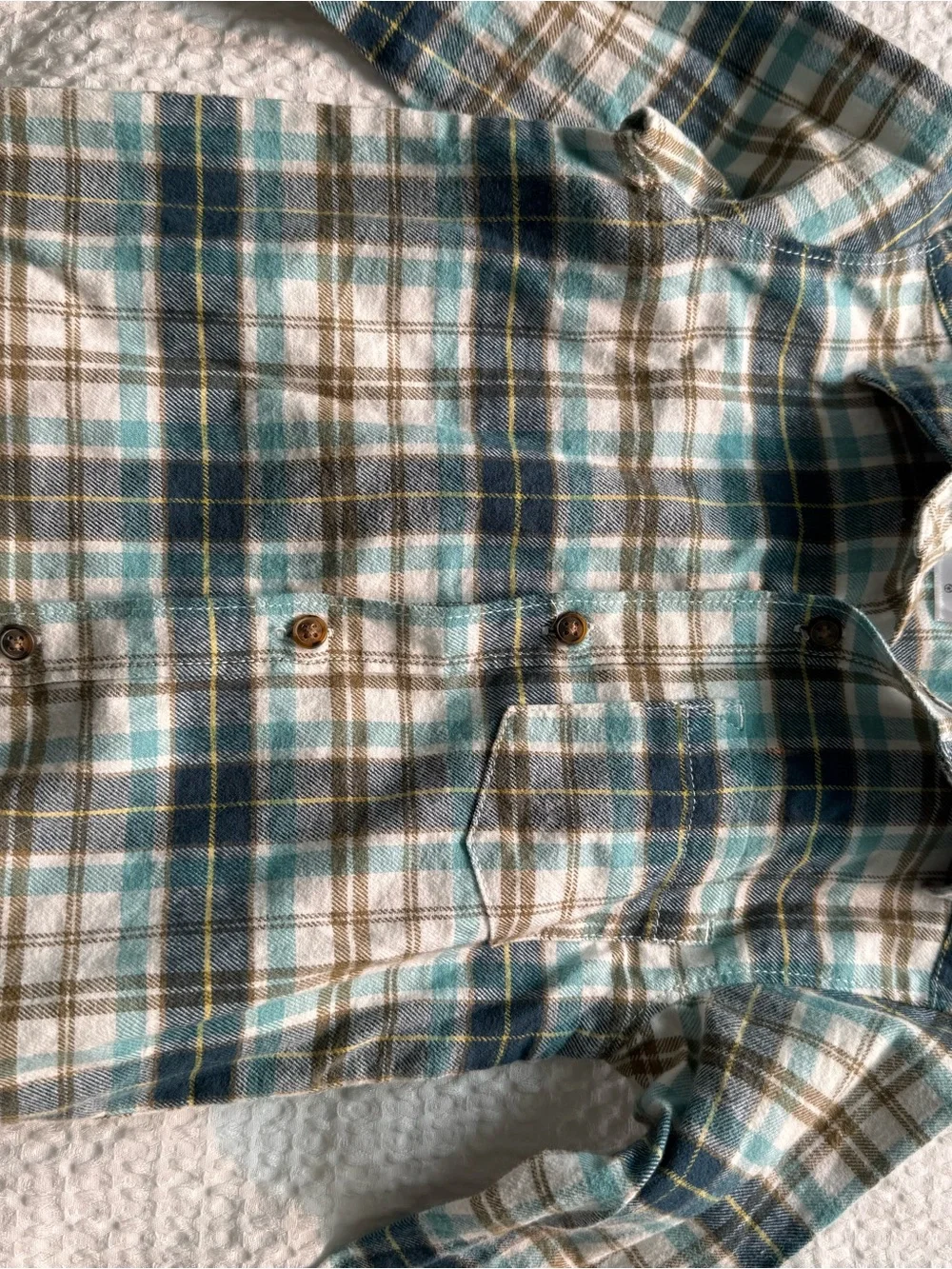Carter's Teal, Brown & Cream Plaid Button-Down Shirt